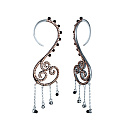 Серьги из серебра с фианитом, бисером