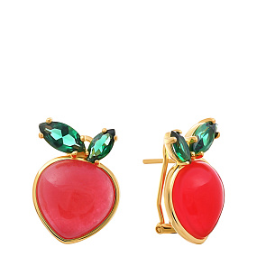 Серьги из серебра с жадеитом, фианитом