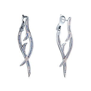 Серьги из серебра с фианитом