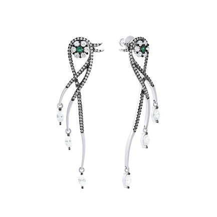 Пусеты из серебра с фианитом