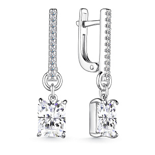 Серьги из серебра с горными, фианитами