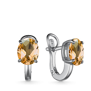 Серьги из серебра с цитрином