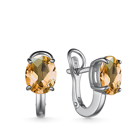 Серьги из серебра с цитрином