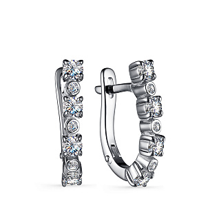 Серьги из серебра с фианитами