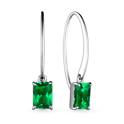 Серьги из серебра с наноизумрудом
