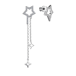 Серьги из серебра с фианитами
