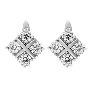 Серьги с английским замком из серебра с фианитами