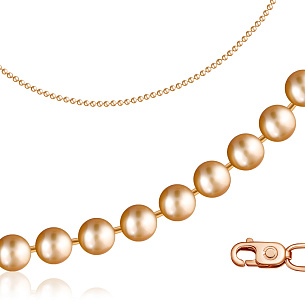 Цепь автомат из серебра, плетение перлина из шариков