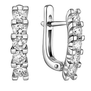 Серьги из белого золота с алмазами ограненными синтетическими