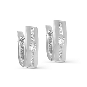 Серьги с английским замком из белого золота с бриллиантами