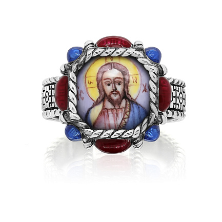 Кольцо из серебра с финифтью