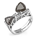 Кольцо из серебра с агатом, фианитами