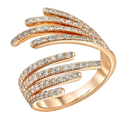 Кольцо из розового золота с алмазами ограненными синтетическими