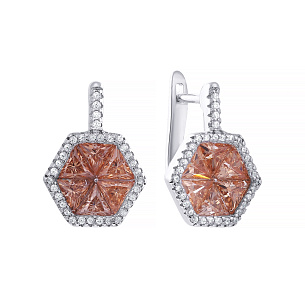 Серьги с английским замком из серебра с фианитом