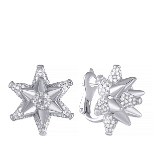 Серьги из серебра с фианитом