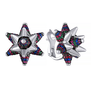 Серьги из серебра с фианитом