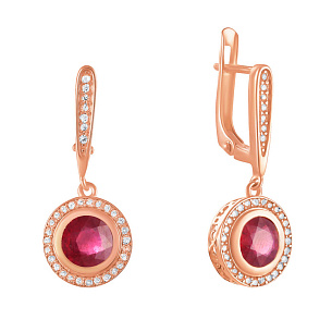 Серьги с английским замком из серебра с корундом, топазом
