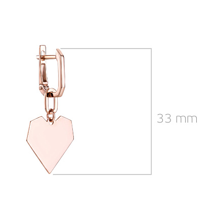 Серьги с английским замком из красного золота