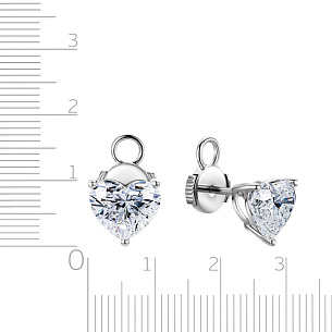 Серьги Пусеты из белого золота с алмазами ограненными синтетическими
