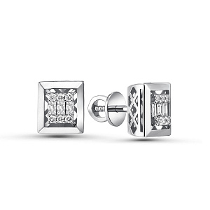 Серьги Пусеты из белого золота