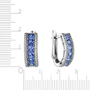 Серьги с английским замком из серебра с фианитом