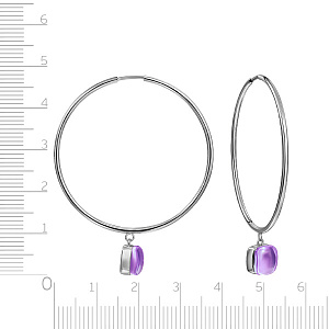 Серьги Конго из белого золота с аметистами