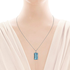 Подвеска из белого золота с топазом и бриллиантами