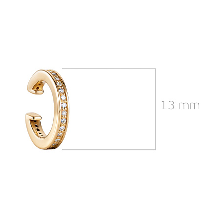 Серьга-кафф из желтого золота с бриллиантами