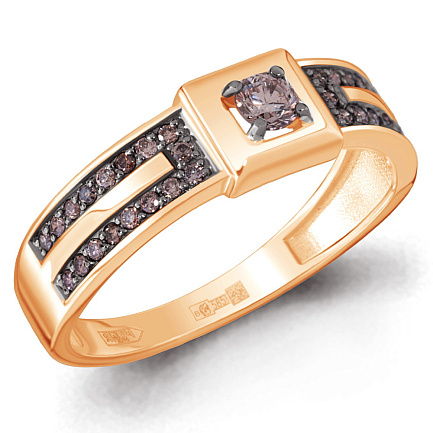 Кольцо из красного золота с бриллиантами