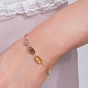 Браслет из  золота с цитрином, кварцем и аметистом