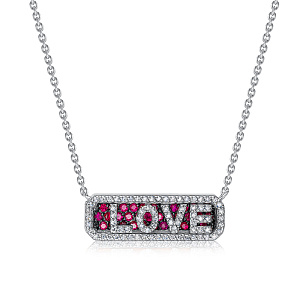 Колье из белого золота с бриллиантами и рубинами
