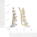 Серьги Клаймберы из желтого золота с фианитом