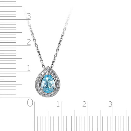 Колье из белого золота с топазом и бриллиантами, плетение якорное